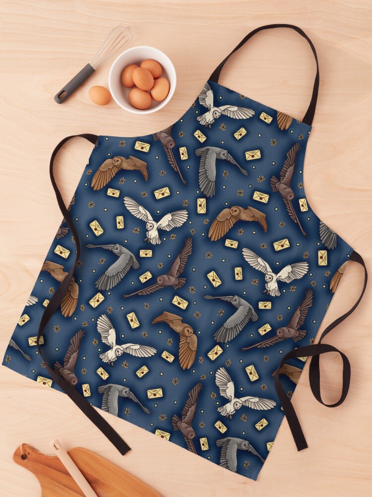 Thumbnail 1 of 6, Apron, Owl Post Blue (Dark) designed and sold by smoothfoxill.