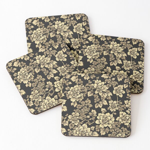 Item preview, Vintage Gold Flower Pattern on Black  designed and sold by GraphicsClub.