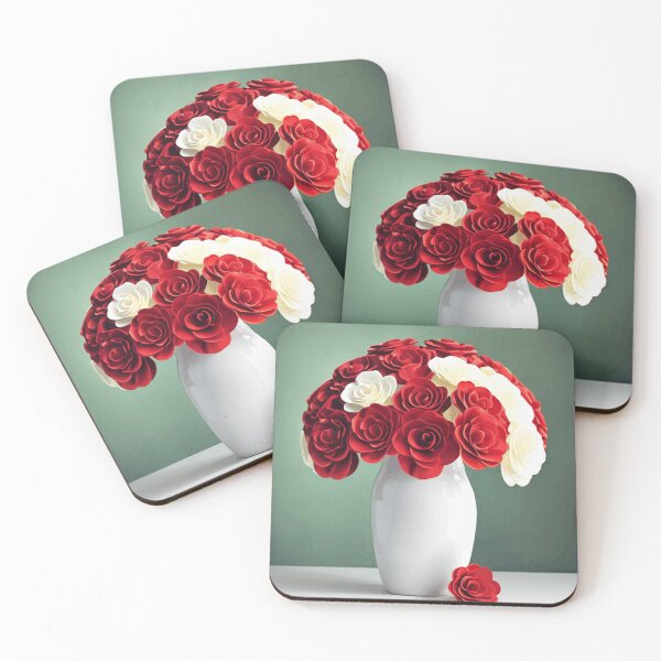 Item preview, Abstract Red and White Rose Flowers in a White Vase   designed and sold by Vicky Brago-Mitchell®.