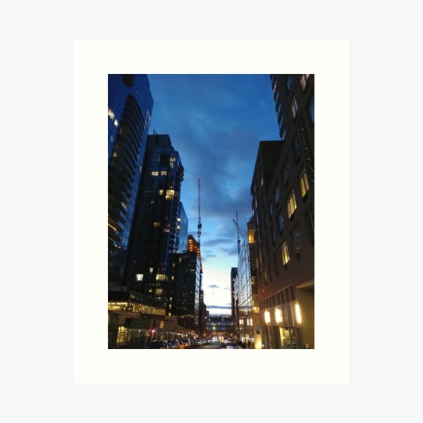 New York, Manhattan, Brooklyn, New York City, architecture, street, building, tree, car, pedestrians, day, night, nightlight, house, condominium,  Art Print