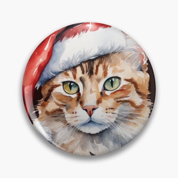 Item preview, Cat watercolour in Christmas hat. HIGH RESOLUTION. designed and sold by aipaint.