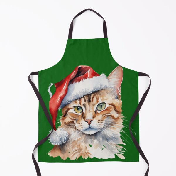 Item preview, Cat watercolour in Christmas hat. HIGH RESOLUTION. designed and sold by aipaint.
