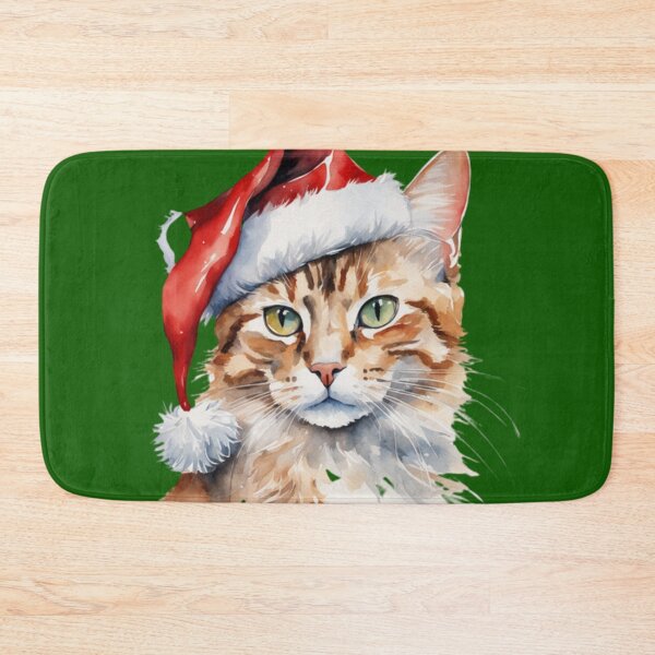 Item preview, Cat watercolour in Christmas hat. HIGH RESOLUTION. designed and sold by aipaint.