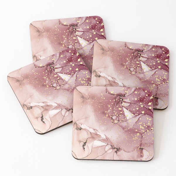 Item preview, Pink and red abstract inked luxury art with gold splashes designed and sold by AnnaHolyph.