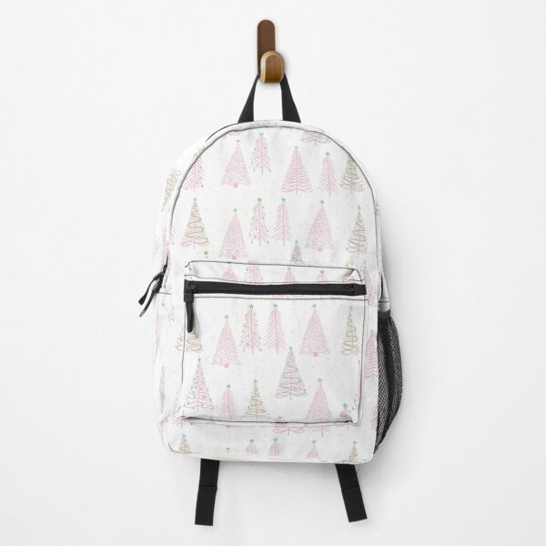 Item preview, Pale Pink Christmas trees with stars snowflakes and blue and green decorations designed and sold by MoorePatterns.