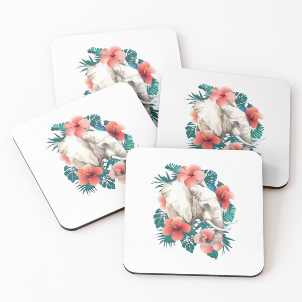 Item preview, Elephant and Hibiscus designed and sold by LittleHappies.