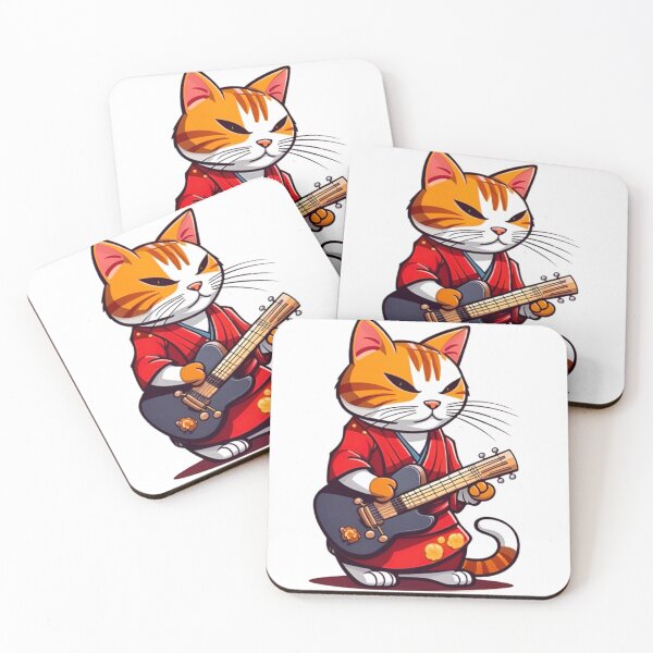 Item preview,  Cat guitar samurai japan designed and sold by KorArtStudio.