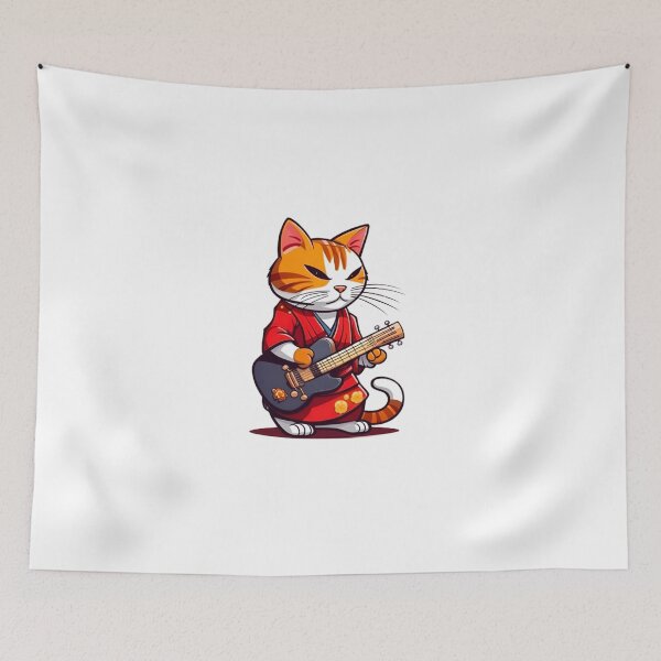 Item preview,  Cat guitar samurai japan designed and sold by KorArtStudio.