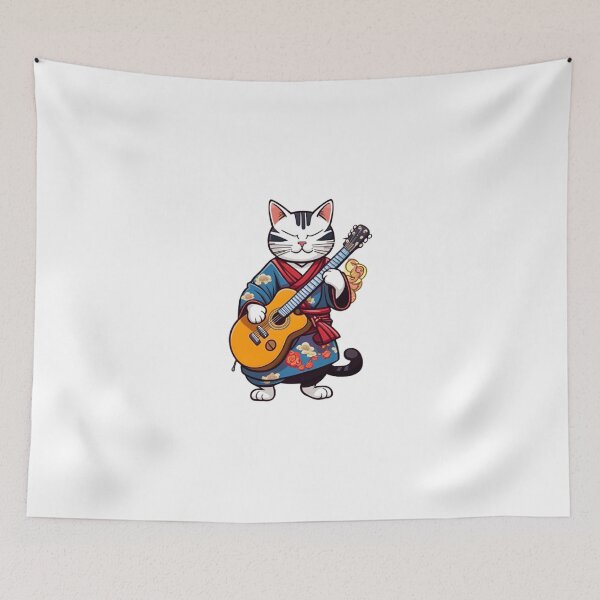 Item preview,  Cute Cat guitar samurai japan designed and sold by KorArtStudio.