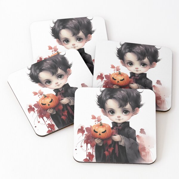 Item preview, A boy with vampire costume holding a halloween pumpkin designed and sold by Eastbavin.