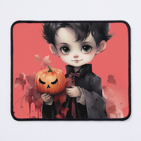 Item preview, A boy with vampire costume holding a halloween pumpkin designed and sold by Eastbavin.