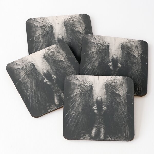 Item preview, Charcoal Sketch of Fallen Angel designed and sold by FantasyVisions.