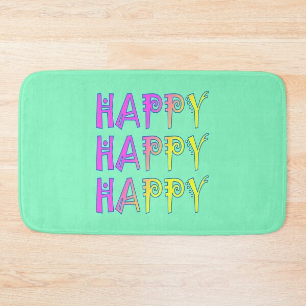 Item preview, HAPPY, HAPPY, HAPPY, Pink, through to Yellow, with Blue Outline designed and sold by AASparksDesigns.