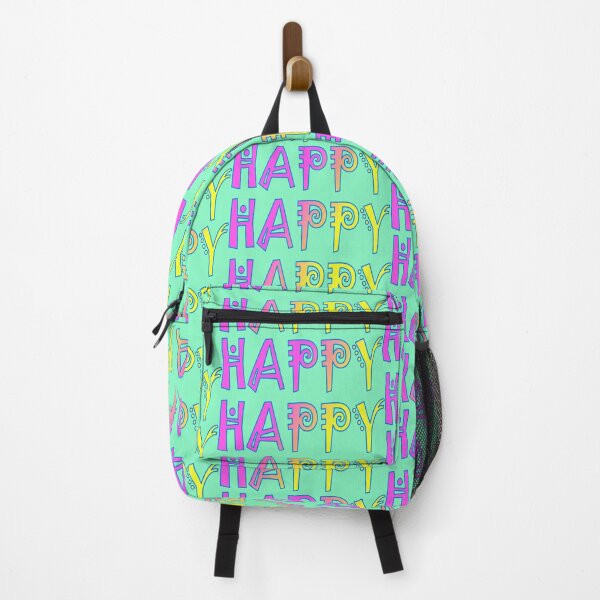 Item preview, HAPPY, HAPPY, HAPPY, Pink, through to Yellow, with Blue Outline designed and sold by AASparksDesigns.