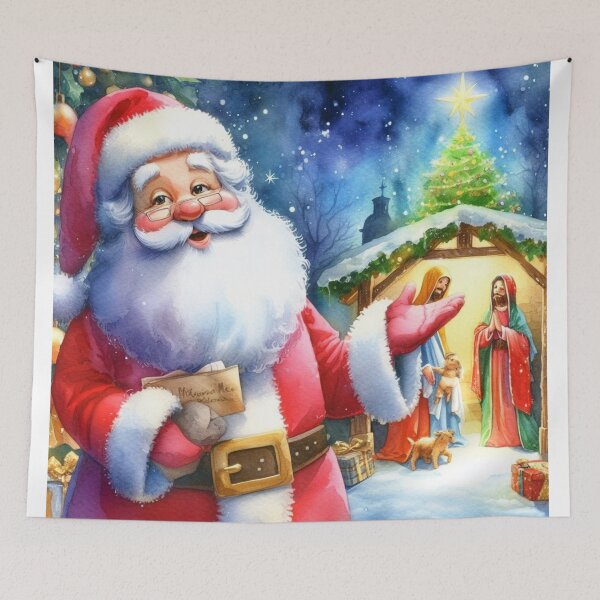 Item preview, Santa Claus in front of the manger with Mary and Joseph designed and sold by KalinsAtelier.
