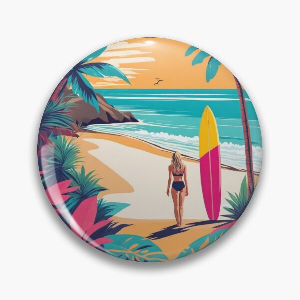 Item preview, Surfer Girl with longboard surfboard designed and sold by JackFreestone.