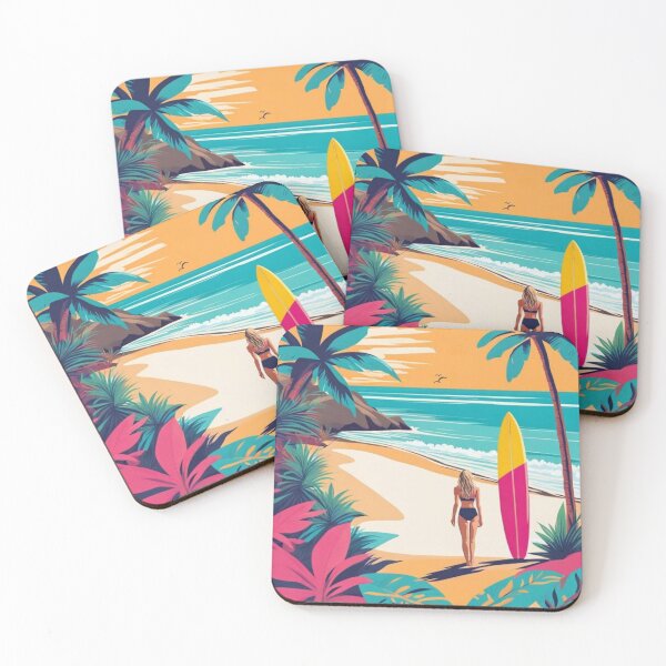 Item preview, Surfer Girl with longboard surfboard designed and sold by JackFreestone.
