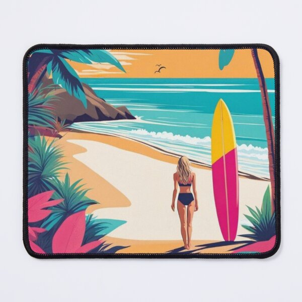 Item preview, Surfer Girl with longboard surfboard designed and sold by JackFreestone.