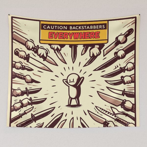 Item preview, Caution Backstabbers Everywhere don't trust anyone designed and sold by TomFrontierArt.
