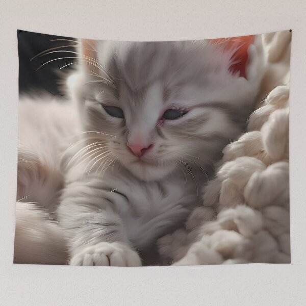 Item preview, "Hyperrealistic Artistry: A Tranquil Newborn Kitten Peacefully Slumbering in a Cozy Setting" designed and sold by Best-Art-32.