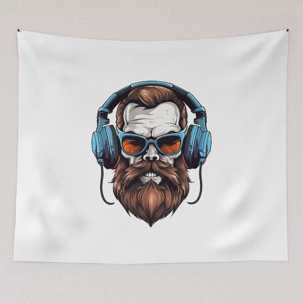 Item preview,  Vintage Skull Beard with Large Headphone designed and sold by PepeCartoon.