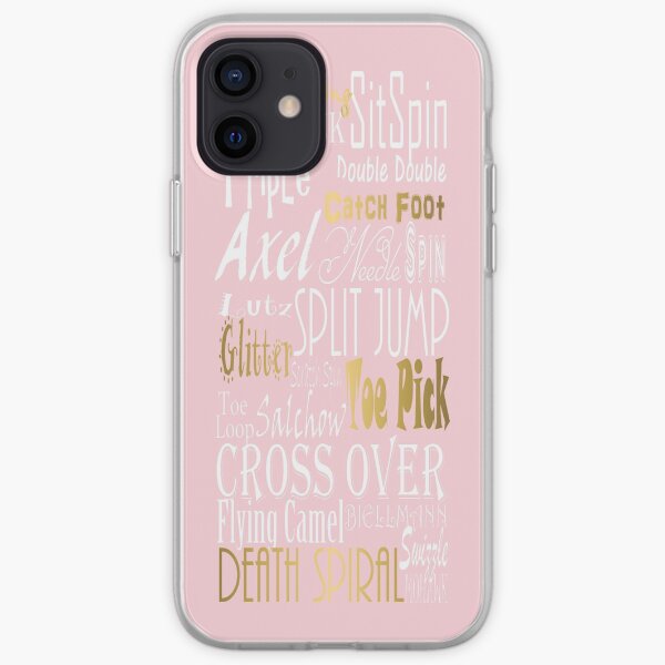 Figure Skating Subway Style Typographic Design Millennial Pink and Gold Foil iPhone Soft Case