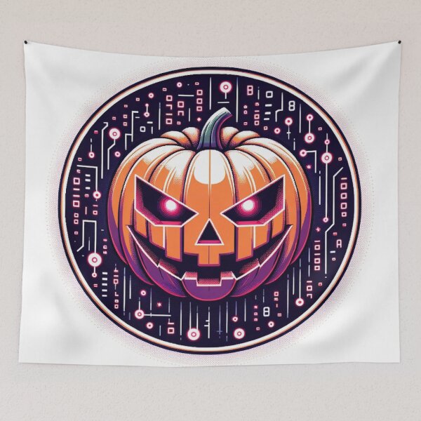 Item preview, CyberPumpkin: Neon Nights Halloween Tee designed and sold by JohannesLux.