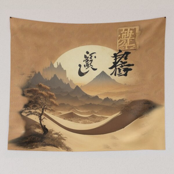 Item preview, Sun, mountains and Kanji, Akelarre designed and sold by AkelarreDesigns.