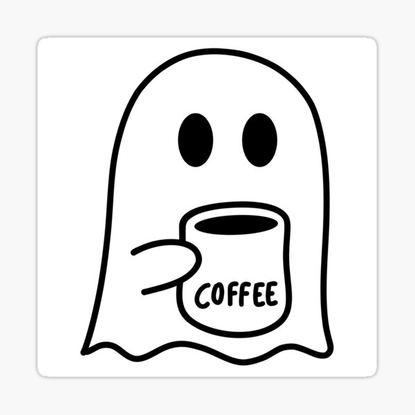 Aperçu de l'œuvre Fantôme buvant du café glacé Sticker créée et vendue par DoteArt ⭐⭐⭐⭐⭐.