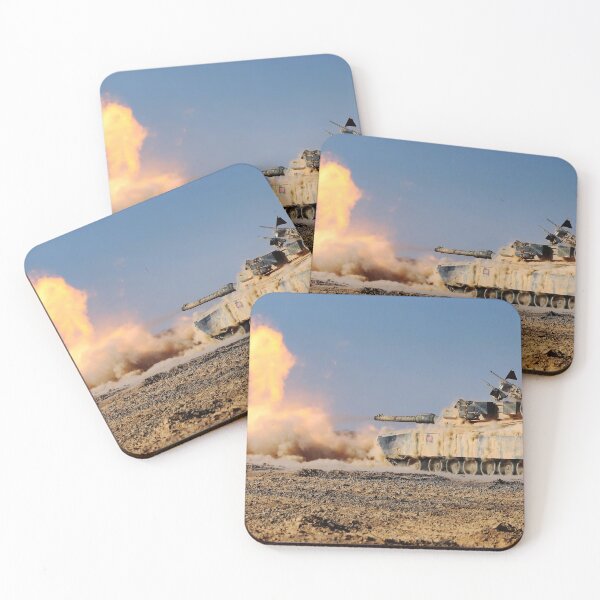 Item preview, STK109589M-An M1A1 Abrams Main Battle Tank fires its 120 mm smoothbore cannon. designed and sold by StocktrekImages.