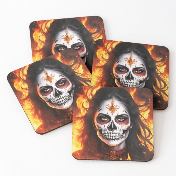 Item preview, Skull face female ghost rider in flame designed and sold by fotofeast.