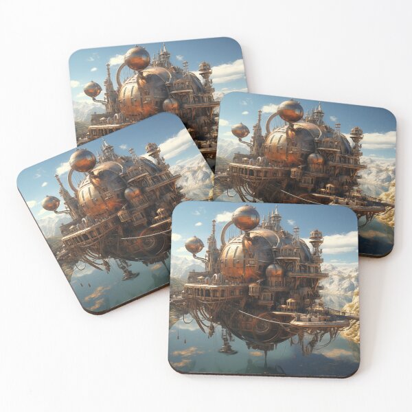 Item preview, Floating Steampunk City in the Mountains designed and sold by SipandStan.