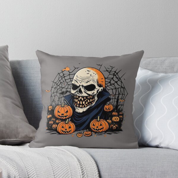 Item preview, Haunting Halloween Horrors: Scary Skull pumpking and spider web, Halloween shirt designed and sold by NaaEchDesign ⭐⭐⭐⭐⭐.