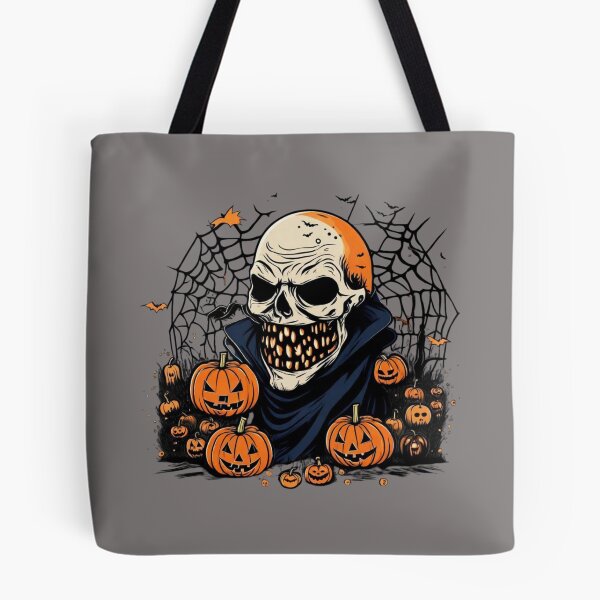 Item preview, Haunting Halloween Horrors: Scary Skull pumpking and spider web, Halloween shirt designed and sold by NaaEchDesign ⭐⭐⭐⭐⭐.