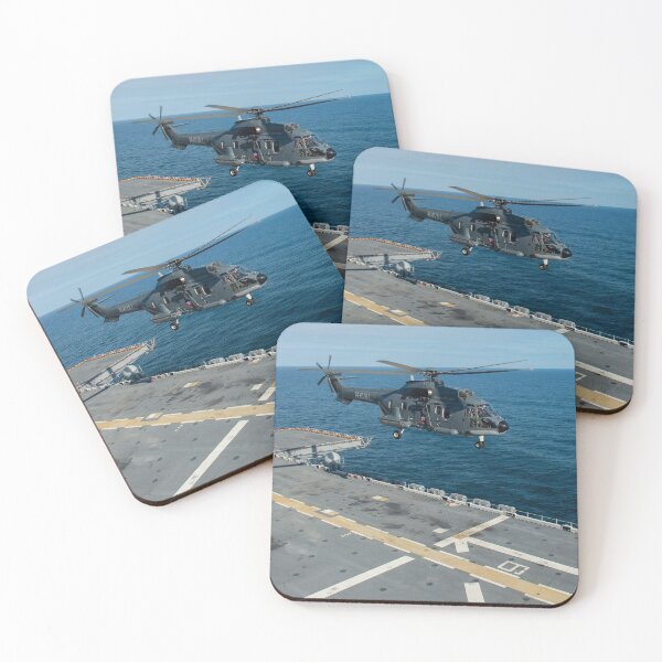 Item preview, STK109552M-A Chilean Navy helicopter prepares to land on the flight deck of USS America. designed and sold by StocktrekImages.