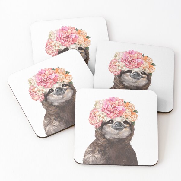 Item preview, Retrato de corona de flores de perezoso B1 designed and sold by bignosework.