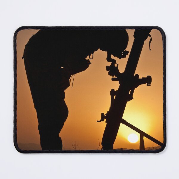 Item preview, STK109546M-U.S. Army mortarman sights in an 81mm mortar tube. designed and sold by StocktrekImages.