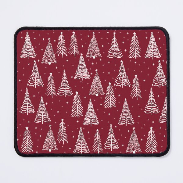 Item preview, White Christmas trees with decorations stars and snowflakes on burgundy designed and sold by MoorePatterns.