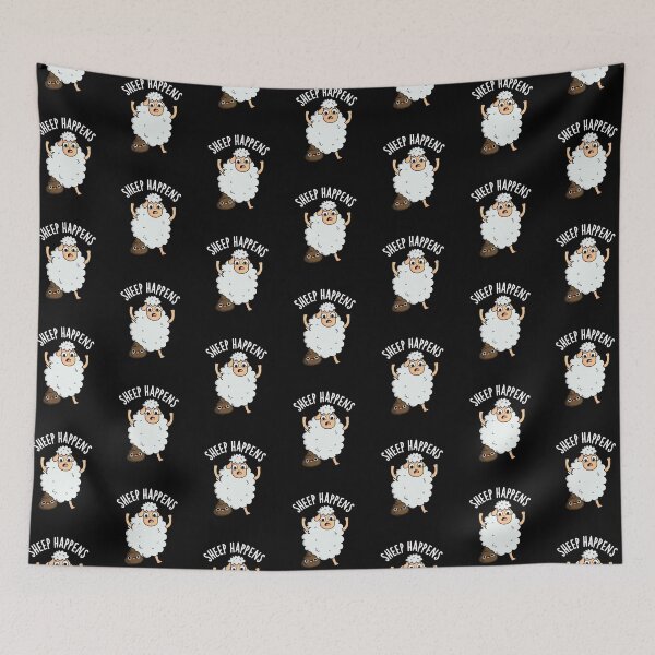 Item preview, Sheep Happens Funny Poop Puns (Dark BG) designed and sold by punnybone.