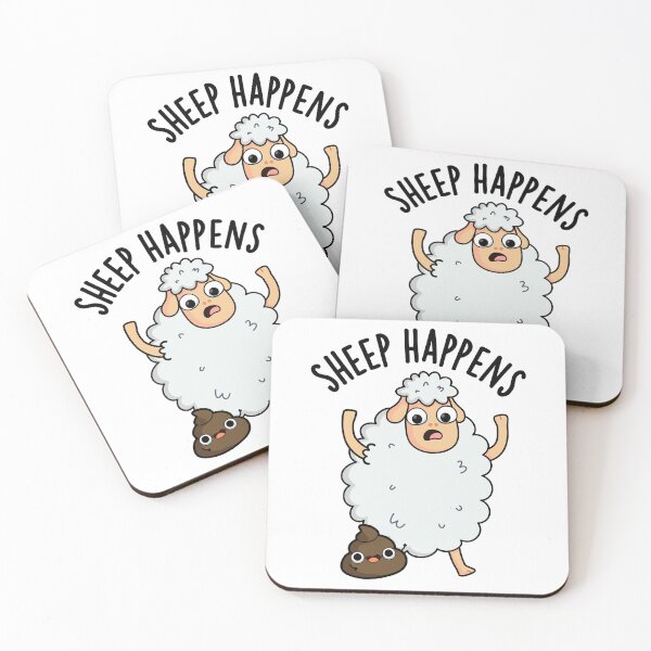 Item preview, Sheep Happens Funny Poop Puns designed and sold by punnybone.