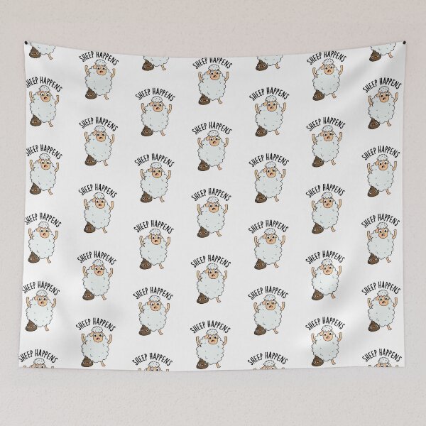 Item preview, Sheep Happens Funny Poop Puns designed and sold by punnybone.