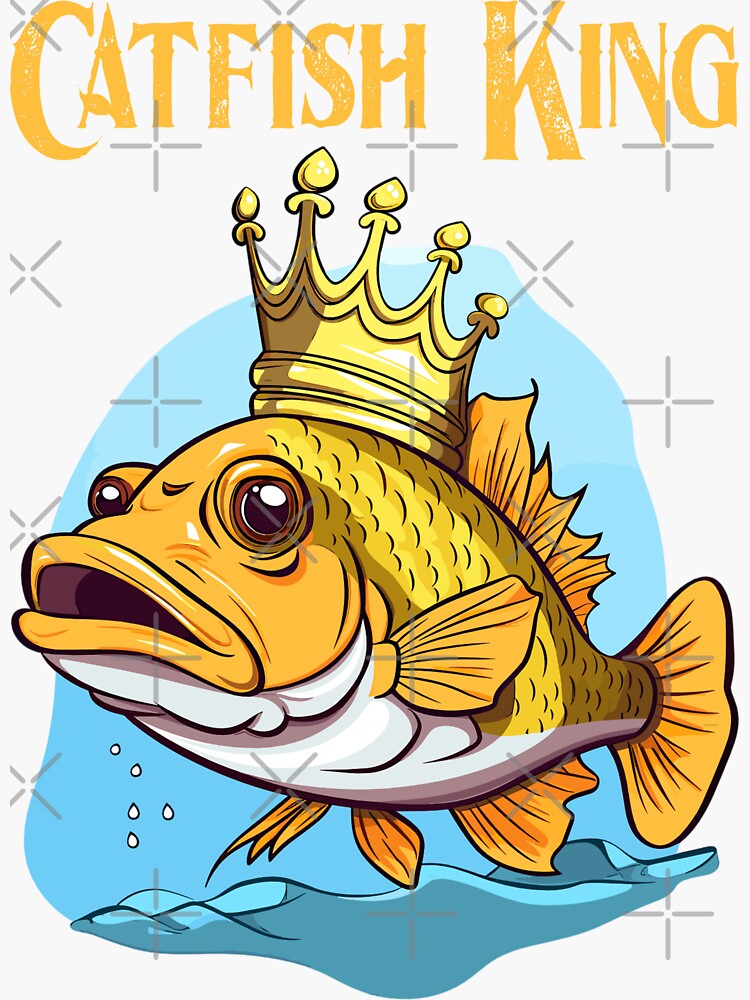 Catfish King Cartoon - Fishing, Fishing | Sticker