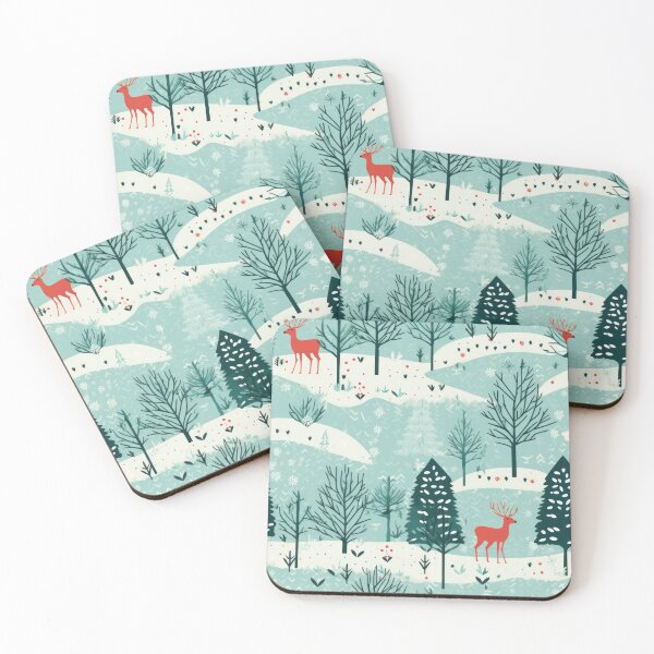 Item preview, Christmas pattern: minimalist scene with deer and trees designed and sold by cosmodificated.