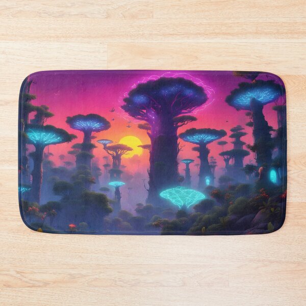 Item preview, Enchanted magical baobab forest with mushrooms and bioluminescence designed and sold by vicempe.