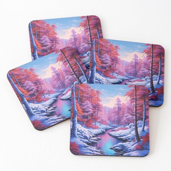 Item preview, Mesmerizing Violet River: Light Violet Snowy Forest Painting designed and sold by FairX.