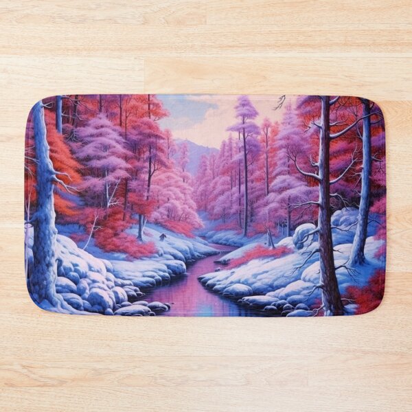 Item preview, Mesmerizing Violet River: Light Violet Snowy Forest Painting designed and sold by FairX.