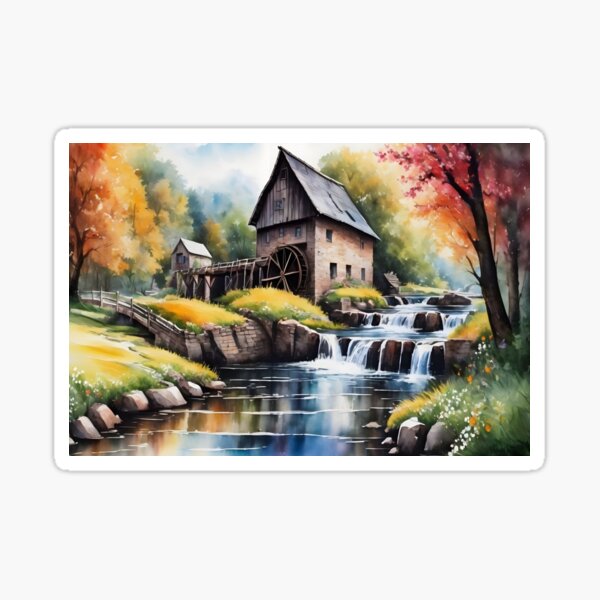 Item preview, Watermill Landscape  designed and sold by tomorrowsart.