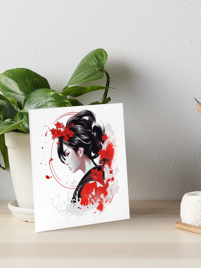 Japanese geisha in striking red Japanese geisha in striking red