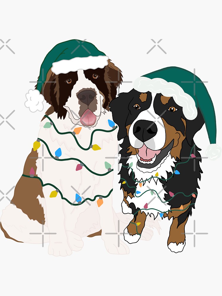 Christmas Saint Bernard and Bernese Mtn Dog  Sticker for Sale by  KantstandyaC