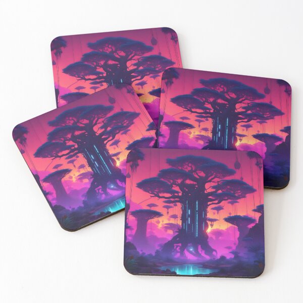 Item preview, Enchanted magical baobab forest with bioluminescence and roots designed and sold by vicempe.